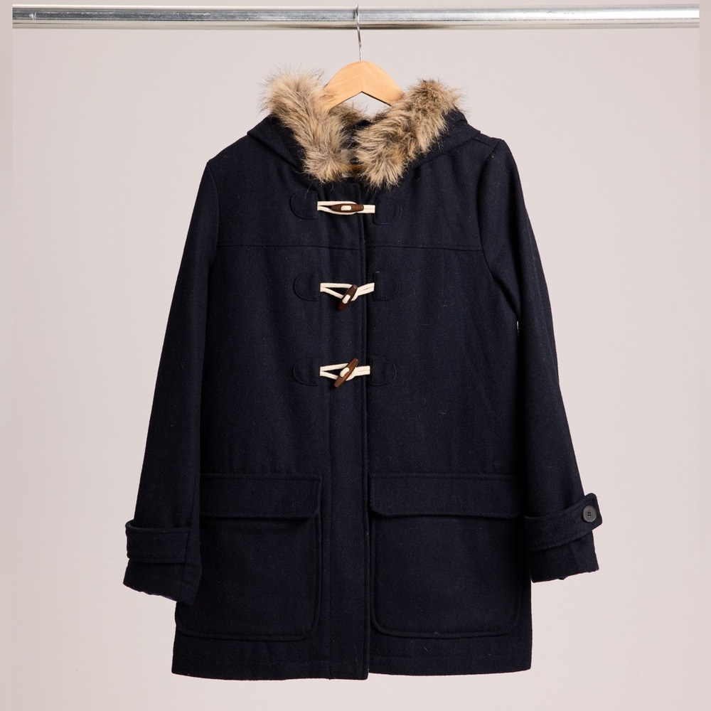 Navy Hooded Toggle Coat Medium